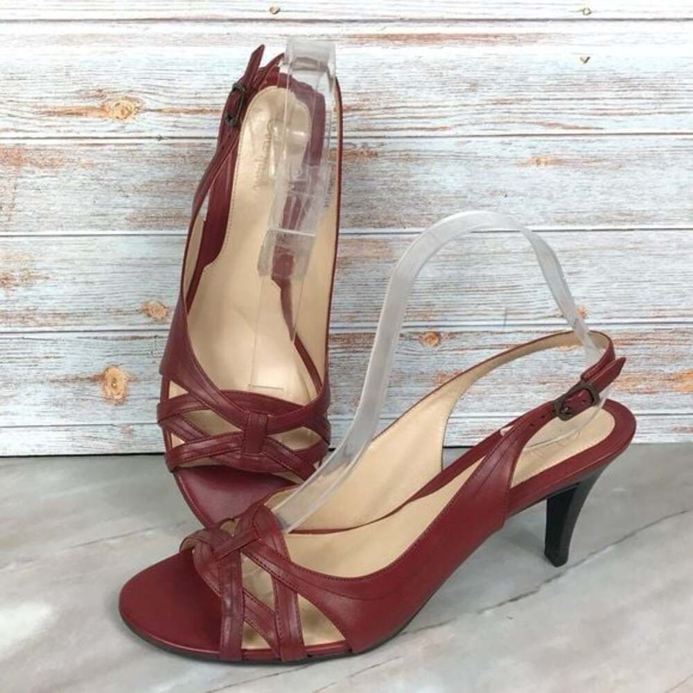 Cole Haan Aline Heeled Strappy Sandals in Red Leather